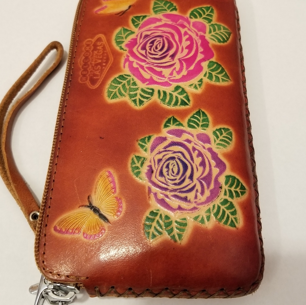 Desert Rose Leather Wristlet